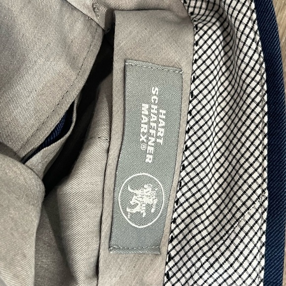 Men’s Hart Schaffner Marx 34W 33L Navy Wool Stretch Lightweight Dress Work Pants - Picture 7 of 11